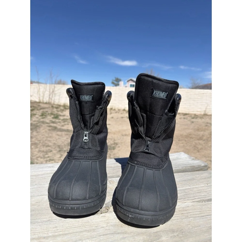 Khombu Boots Men's 12 M Black Glacier Zip Paul Snow Boots Thermal Insulation